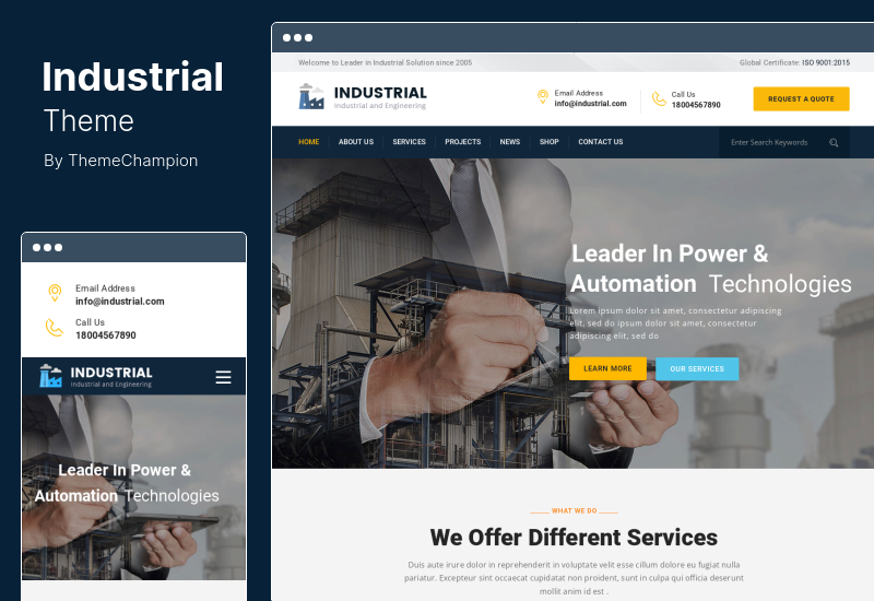 Tema industrială - Tema WordPress pentru industrie și inginerie