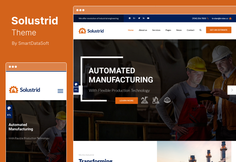 Tema Solustrid - Tema de WordPress para fábricas y negocios industriales