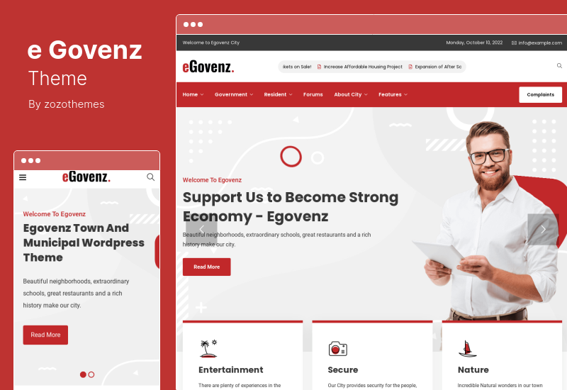 eGovenz Theme - WordPress тема городского правительства