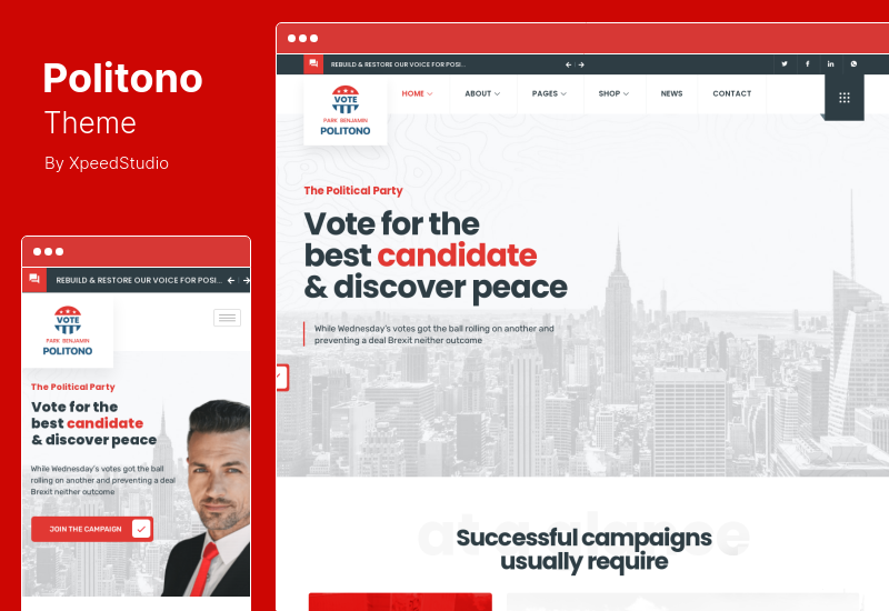 Tema Politono - Tema de WordPress para campañas electorales políticas