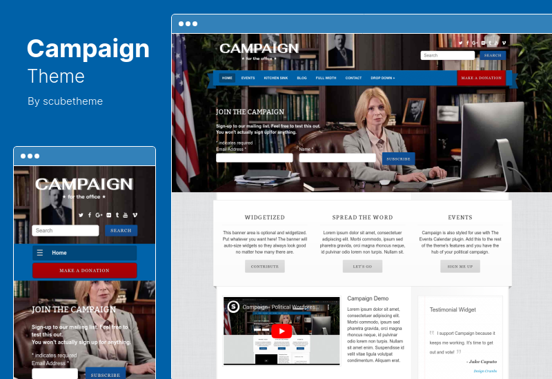 Tema della campagna - Tema WordPress politico