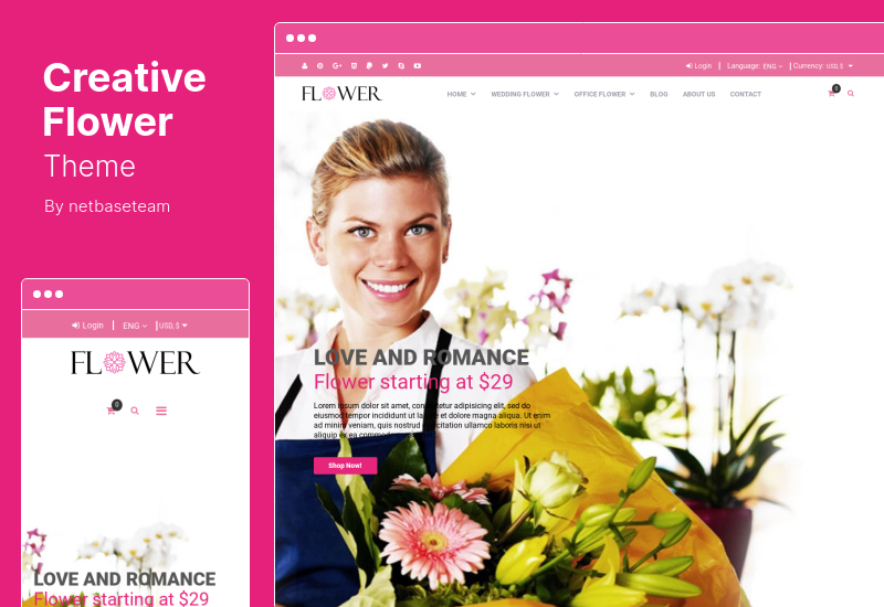 Tema de flores creativas - Tema de Woocommerce de flores creativas de WordPress