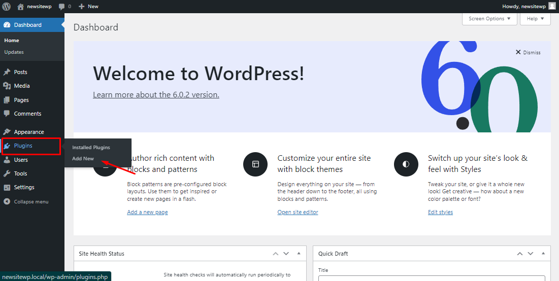 Agregar nuevos complementos: cómo crear un sitio web de WordPress gratis