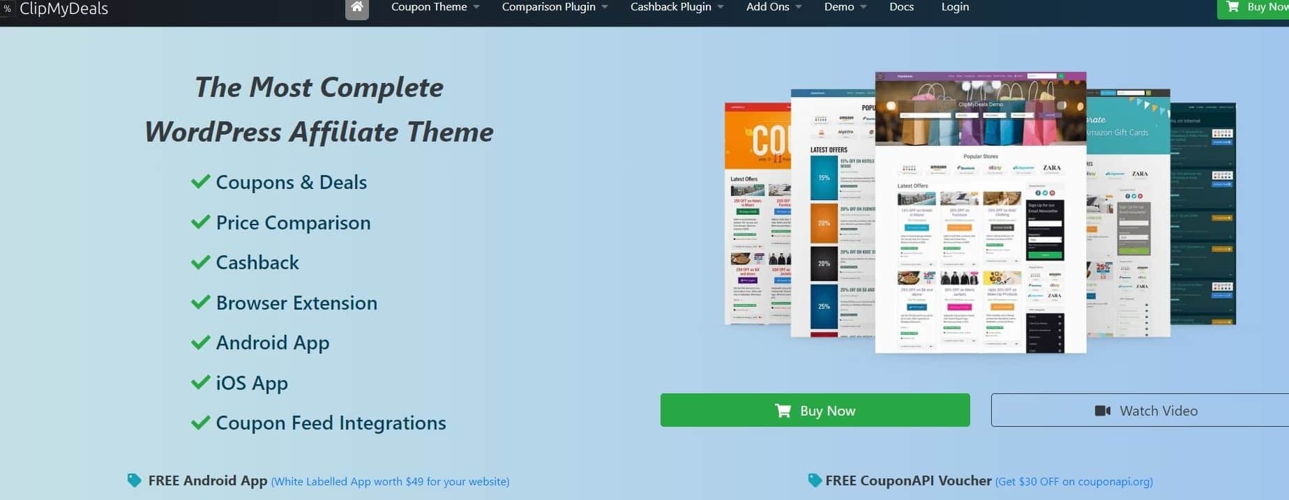 Capture d'écran du site Web pour le thème WordPress ClipMyDeals, une bonne option pour les affiliés.