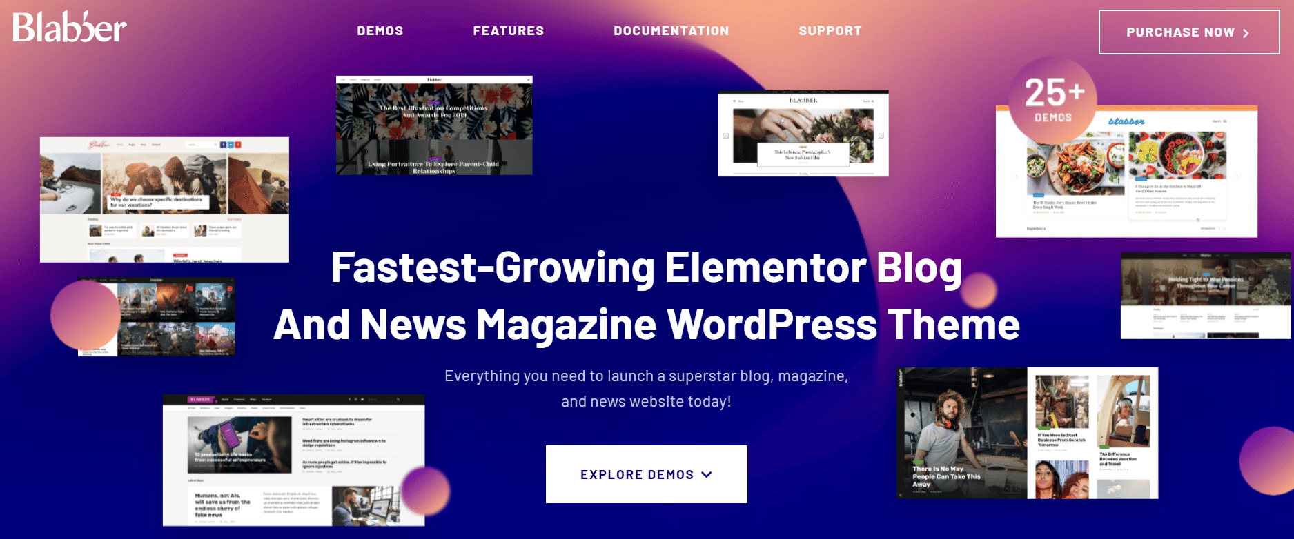 Captură de ecran a site-ului web pentru tema Blabber WordPress pentru afiliați.