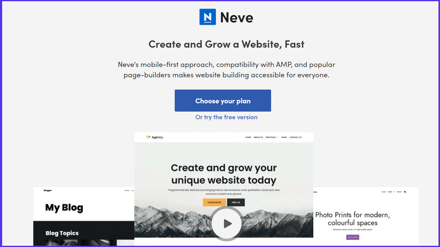 Cuplikan layar situs web untuk Neve, di antara tema WordPress terbaik untuk afiliasi.