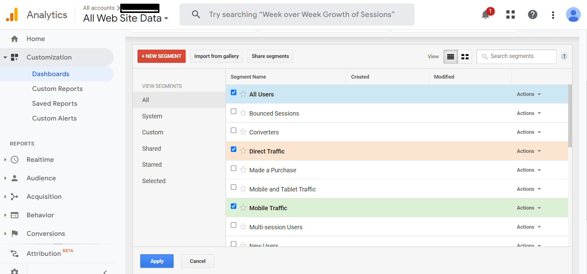 application de segments