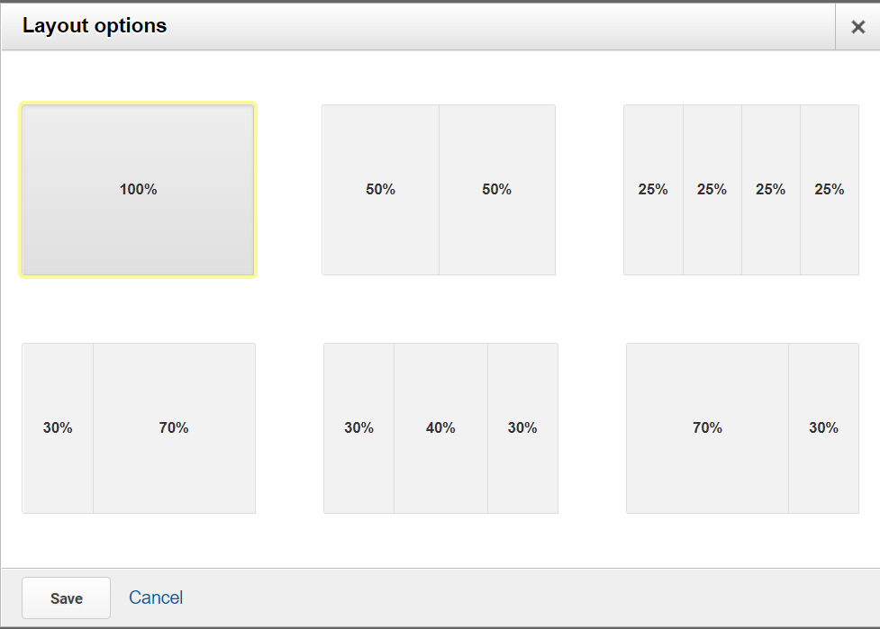 Google Analytics-Dashboard, Layoutoptionen