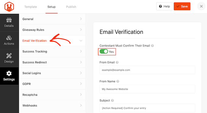 Requerir verificación de correo electrónico para las entradas del concurso