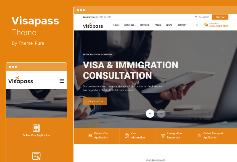 Tema Visapass - Tema WordPress de consultanță în imigrare