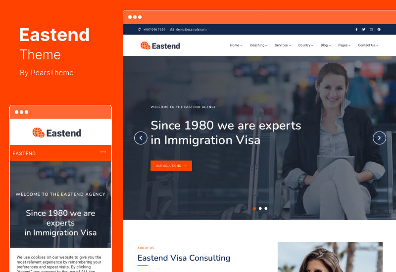 Eastend Theme - ธีม WordPress ตรวจคนเข้าเมืองและวีซ่า