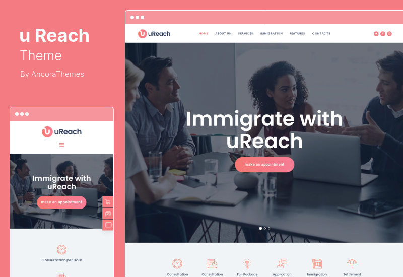 uReach 主題 - 移民和搬遷法律諮詢 WordPress 主題