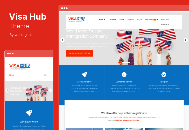 VisaHub Theme - Тема WordPress для иммиграционного консалтинга