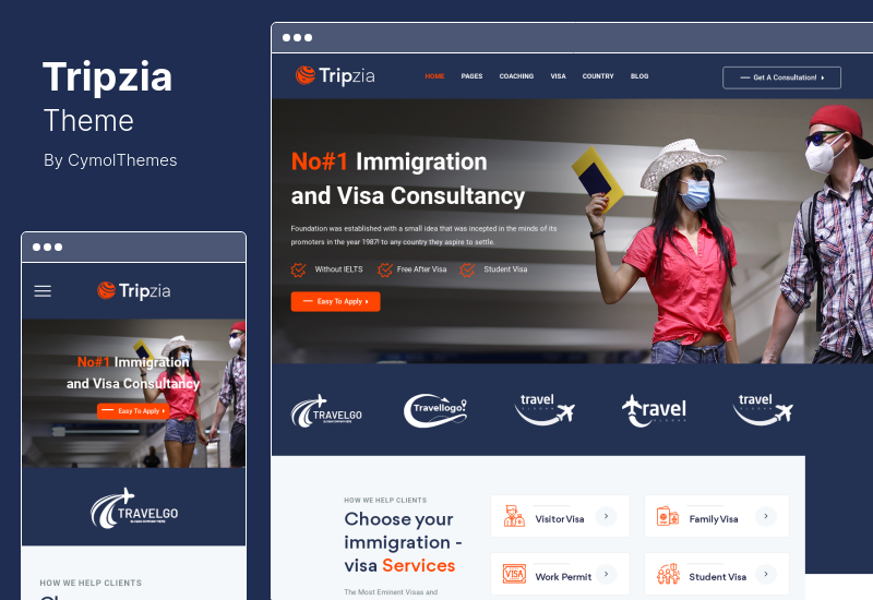 Tripzia Theme - Тема WordPress для иммиграционного консалтинга