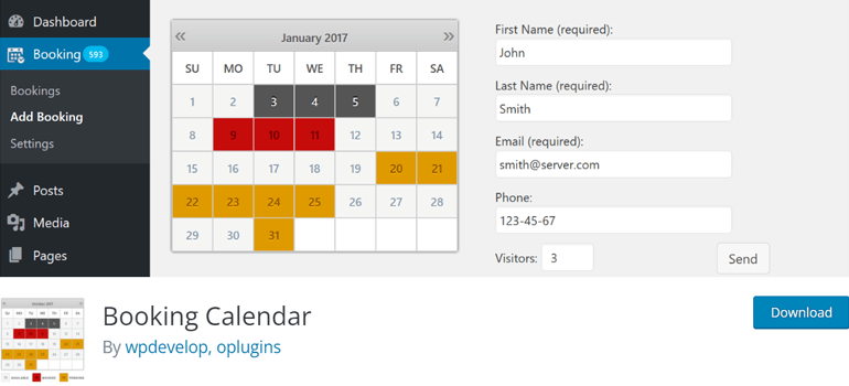 Plugin WordPress du calendrier de réservation