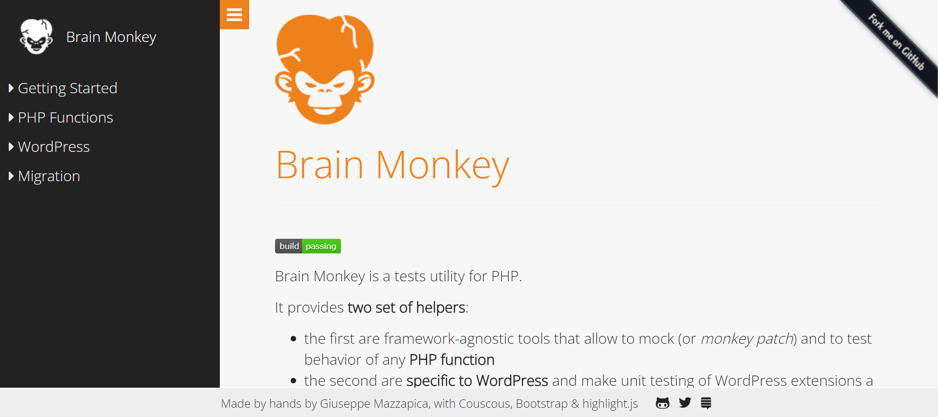 Инструмент для тестирования php Brain Monkey