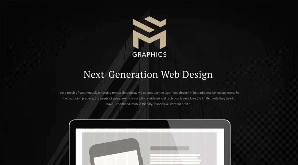 Graphics a un site Web WordPress très agréable et propre où vous faites uniquement défiler la page