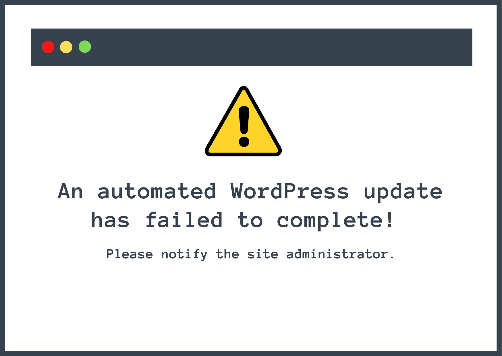 Impossibile completare un aggiornamento automatico di WordPress