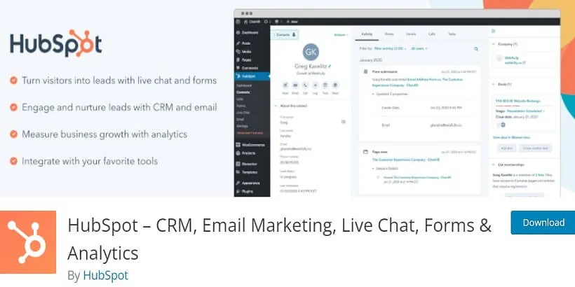 HubSpot-Лучшие бесплатные плагины WordPress для маркетинга по электронной почте