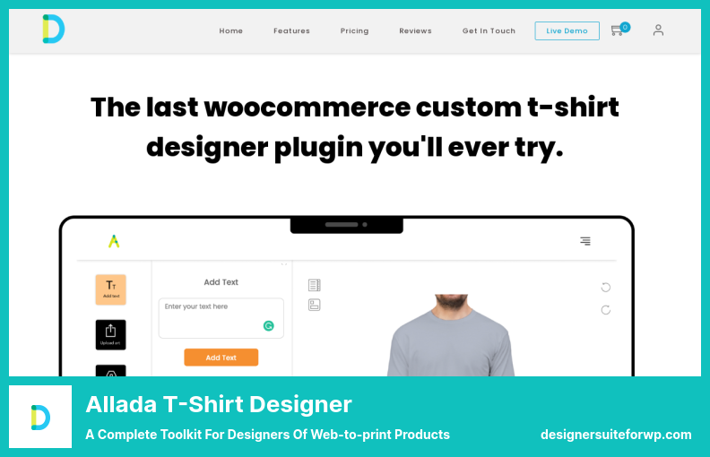 Complemento Allada T-Shirt Designer: un kit de herramientas completo para diseñadores de productos Web-to-print