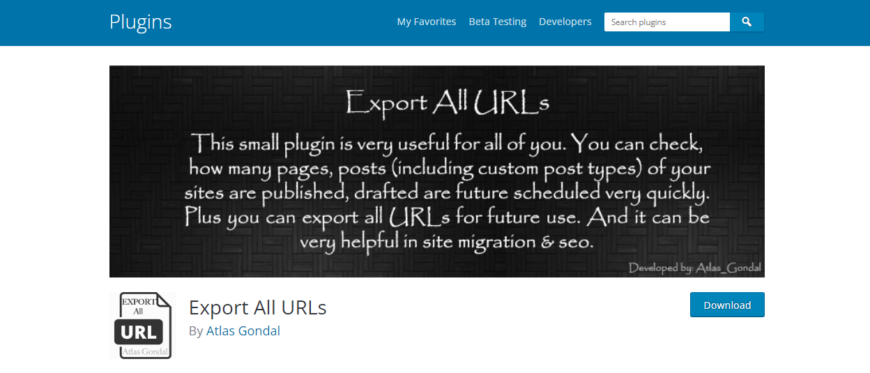 Export toate adresele URL - WordPress import plugin-uri de export