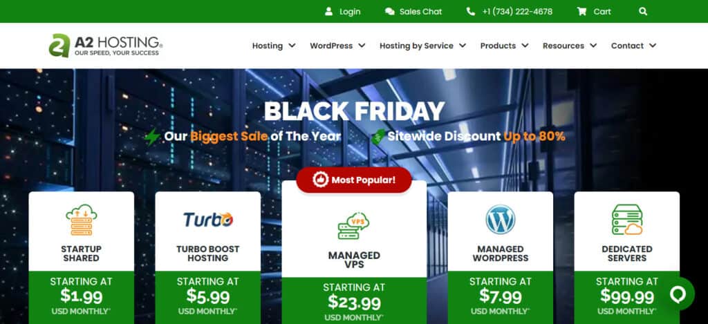 Offerta del Black Friday di hosting A2