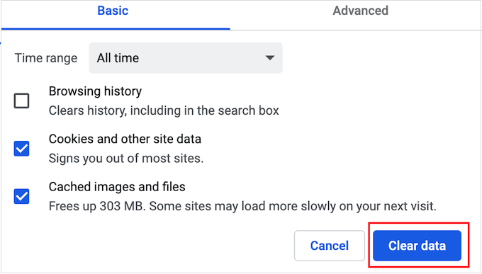 Svuotamento della cache di Chrome