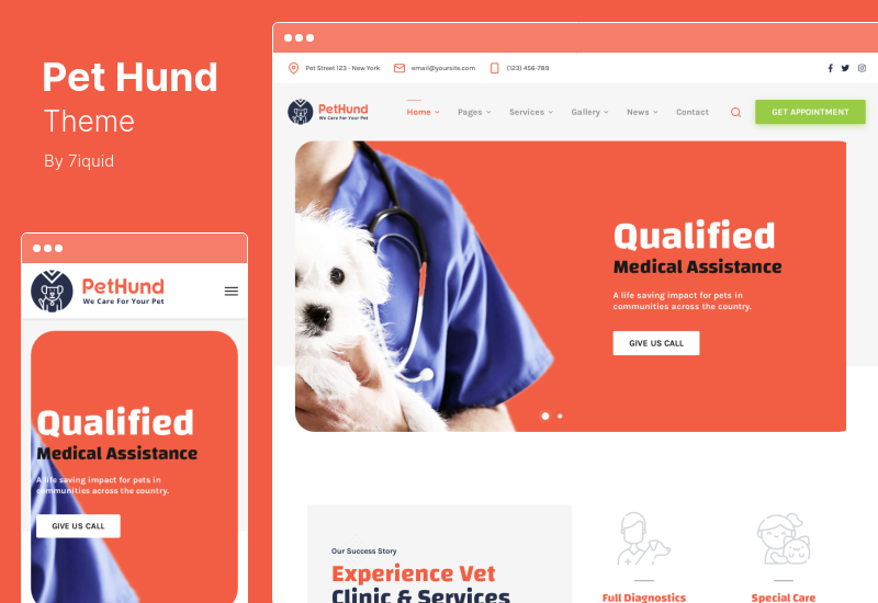 Thème Pet Hund - Boutique d'animaux et thème WordPress vétérinaire