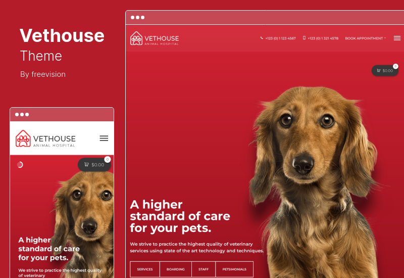 Vethouse Theme - ธีมการดูแลสัตว์เลี้ยงและสัตวแพทย์ WordPress