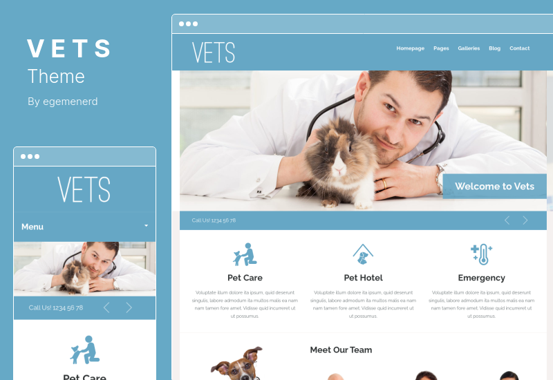 Tema VETS - Temi WordPress per cliniche mediche veterinarie