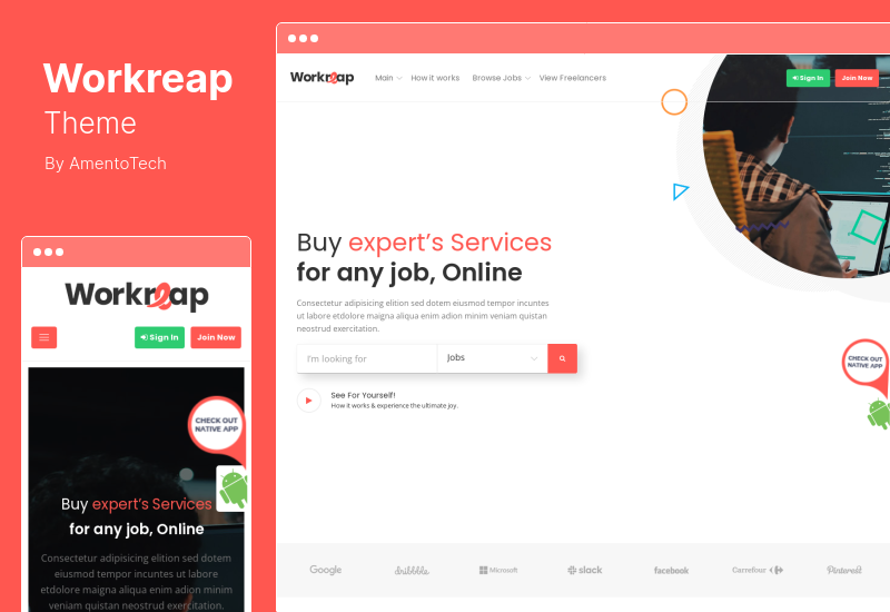 Workreap Theme - Tema de WordPress para directorio y mercado independiente