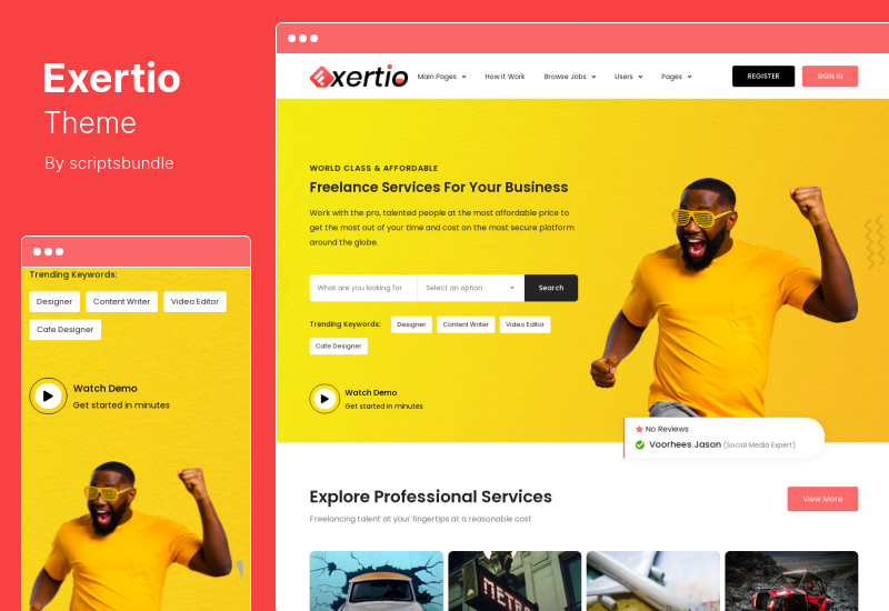 Exertio Theme - Tema WordPress Marketplace Freelance