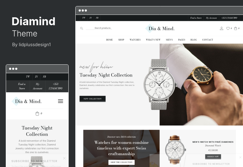 Diamind Theme - ธีม WordPress ของร้านเครื่องประดับและนาฬิกา