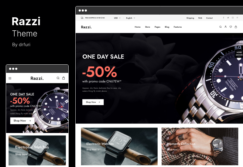 Motyw Razzi — uniwersalny motyw WooCommerce