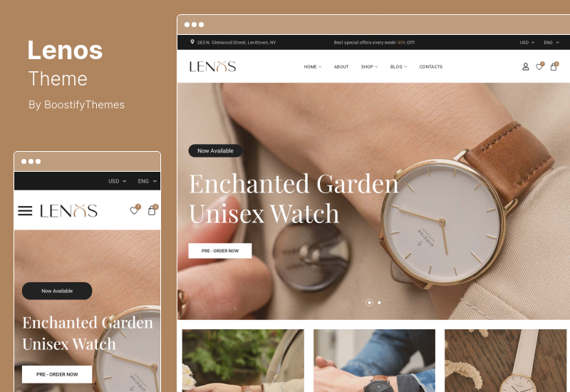 Lenos 테마 - Minimal Watch Store WooCommerce 테마