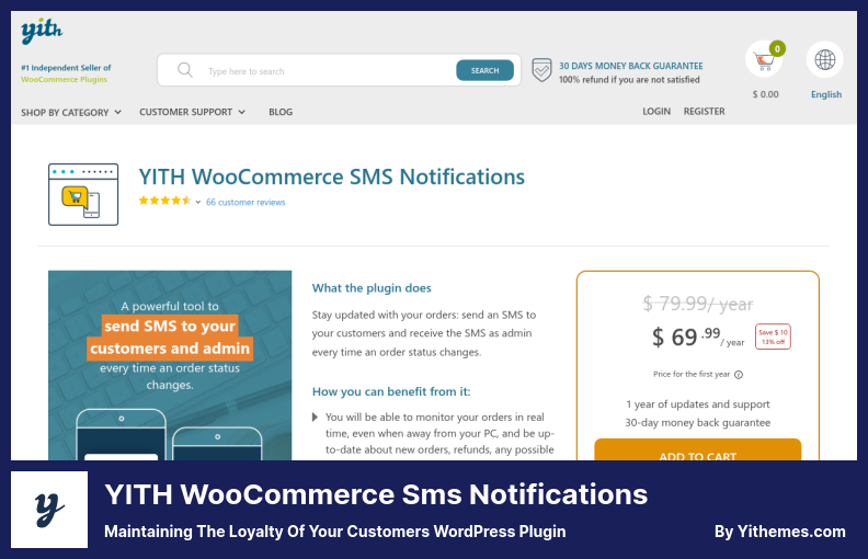 YITH WooCommerce 短信通知插件 - 維護客戶的忠誠度 WordPress 插件