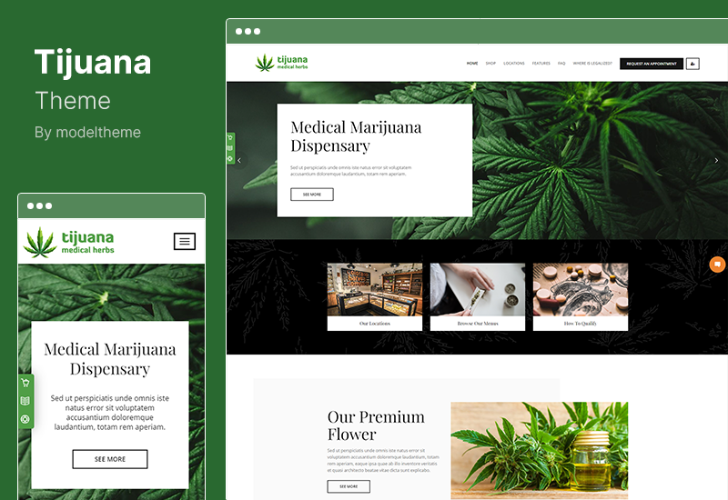 蒂华纳主题 - 大麻药房和医疗 WordPress 主题