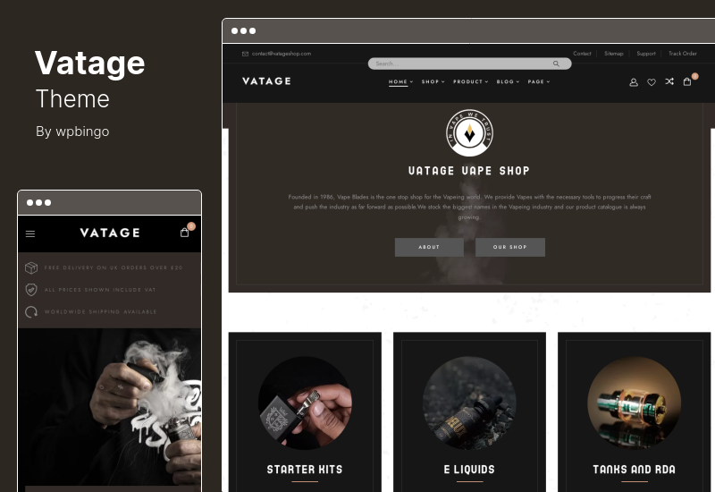 Vatage Theme - Tema Vape WooCommerce