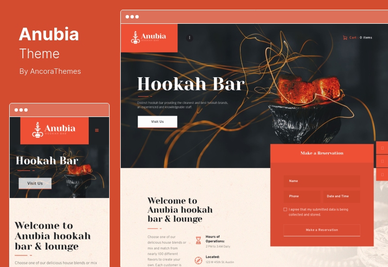 Anubia Theme - Raucher- und Shisha-Bar WordPress Theme