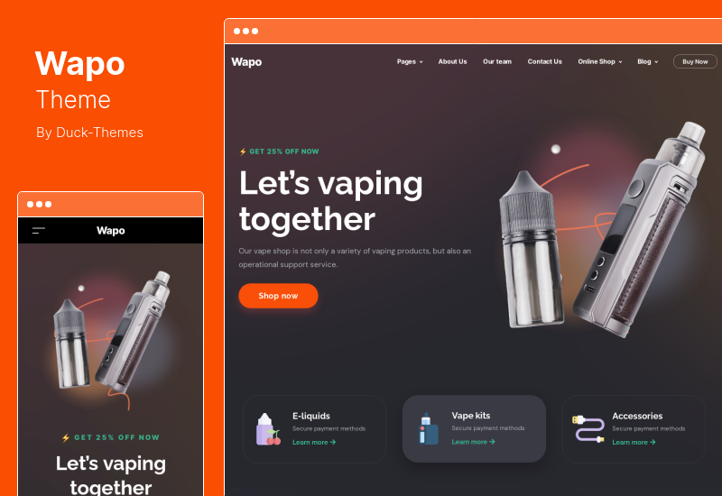 Wapo 主題 - Vape & Tobacco WordPress 主題