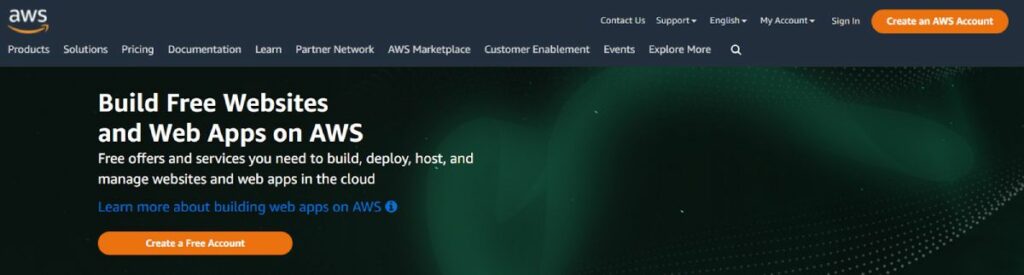 sitios web gratuitos en aws