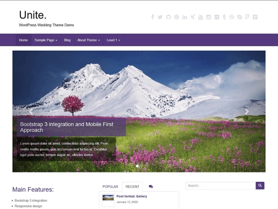 Unite Free Wedding WordPress Theme