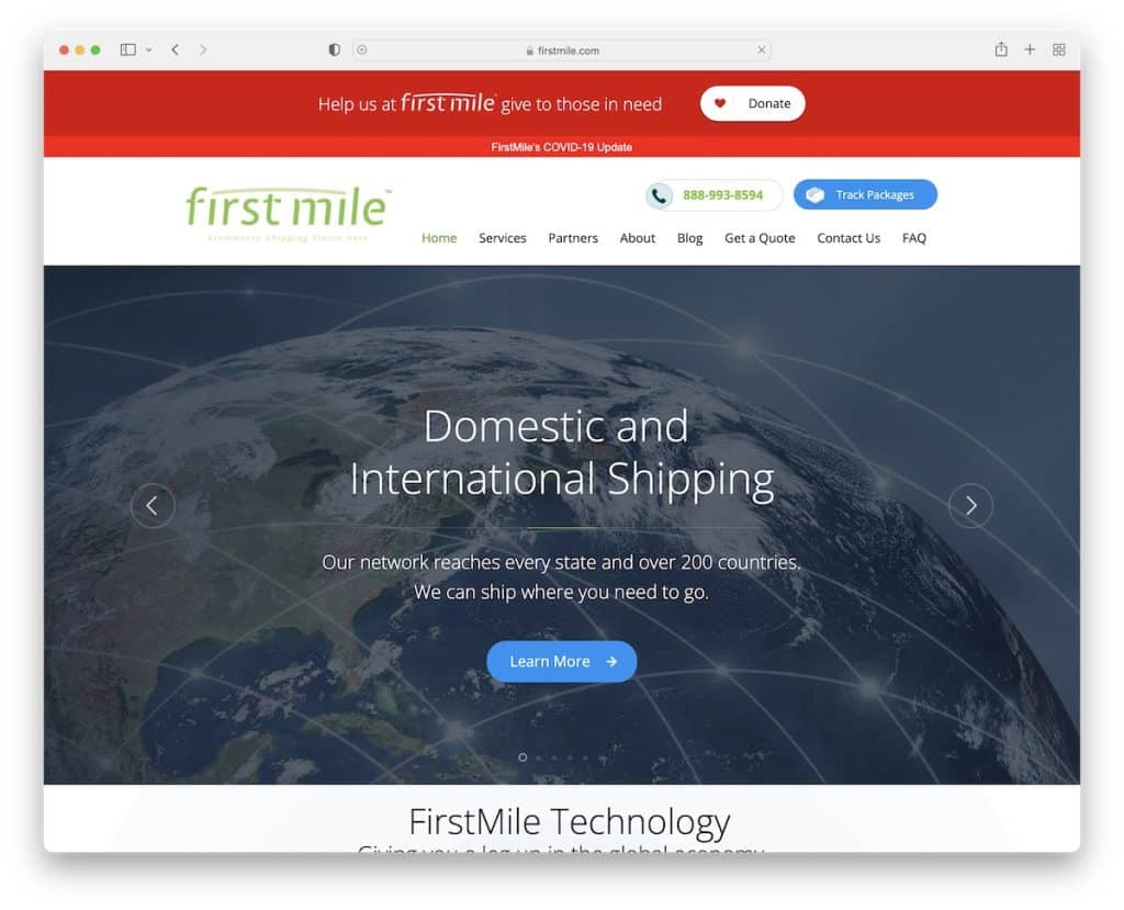 مثال على موقع Firstmile bluehost