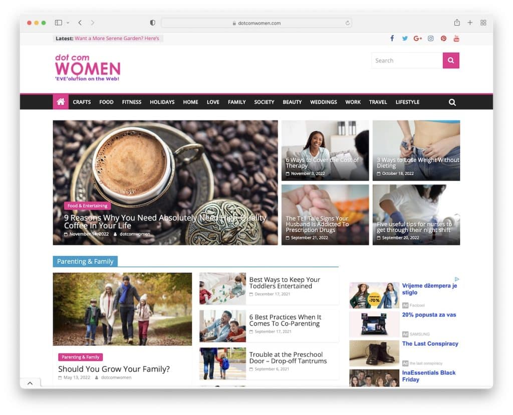 esempio di sito web dot com women bluehost