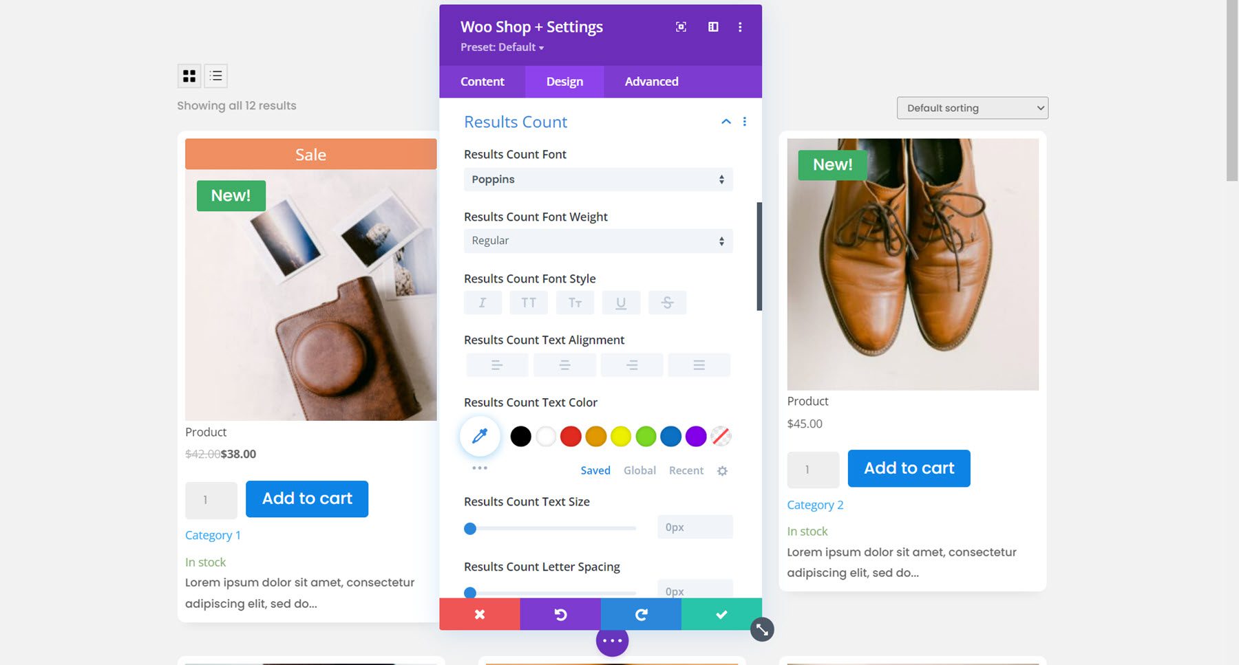 Divi Plugin Highlight Divi Shop Builder Sonuç Sayısı