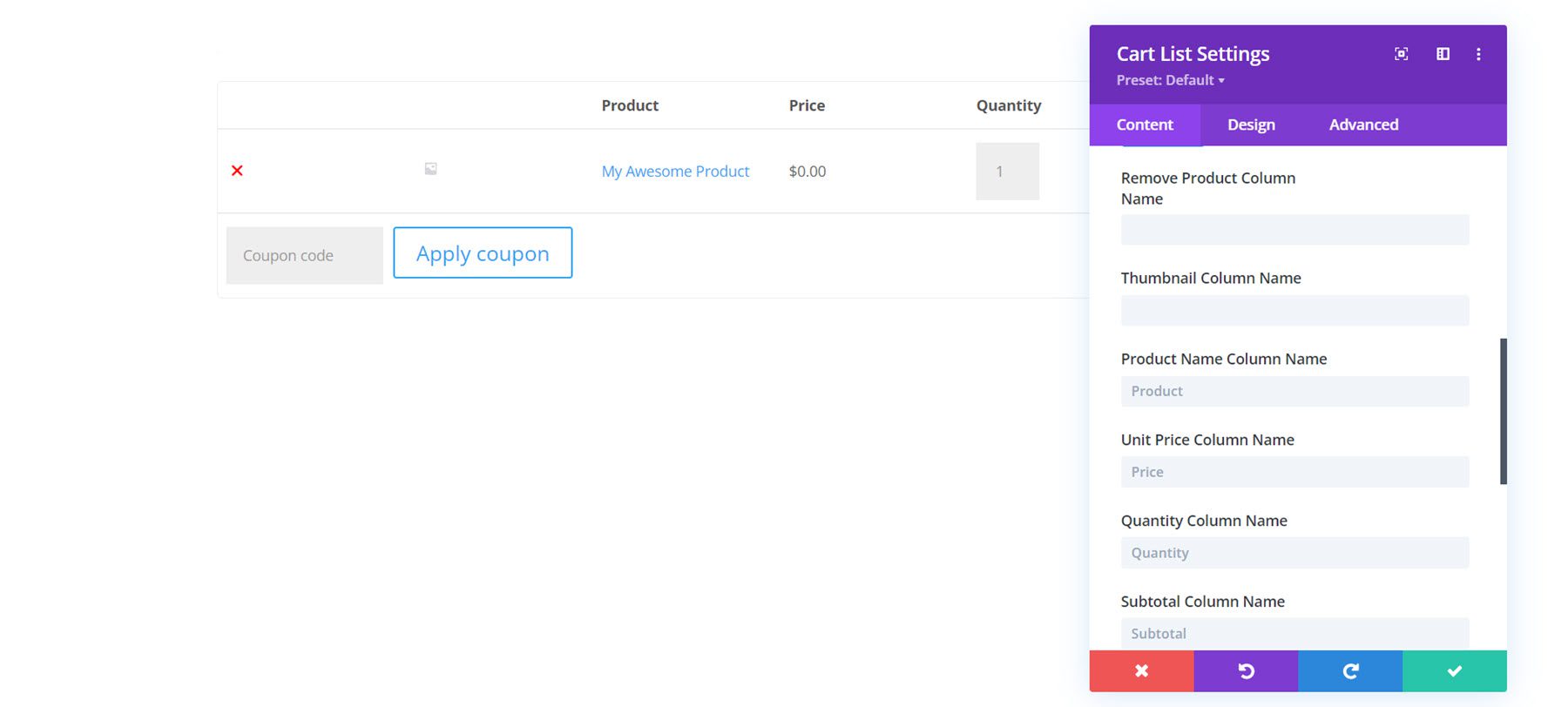 Divi プラグインは、Divi Shop Builder カートのラベルを強調表示します