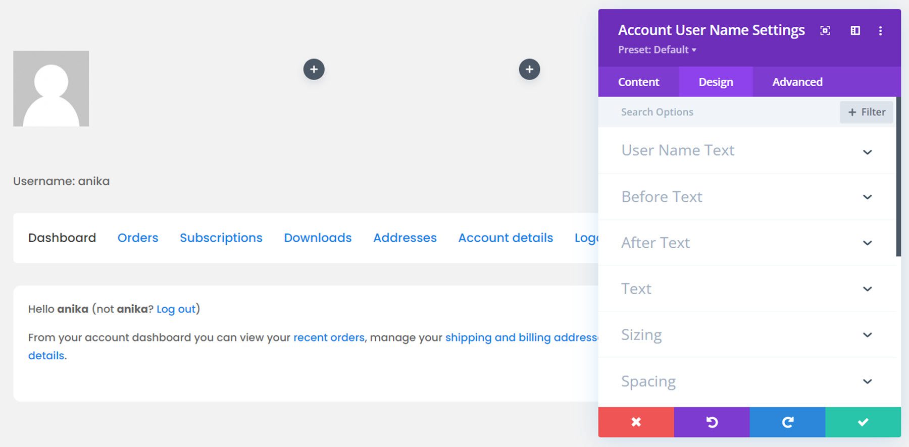 Divi プラグイン ハイライト Divi Shop Builder アカウントのユーザー名