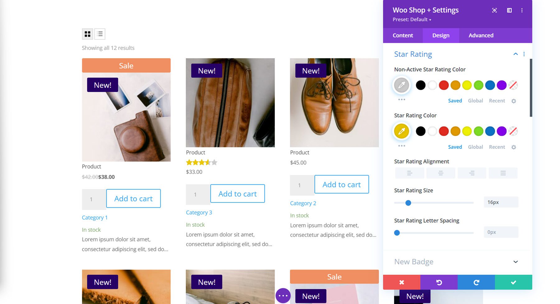 ปลั๊กอิน Divi เน้นการจัดระดับดาวของ Divi Shop Builder