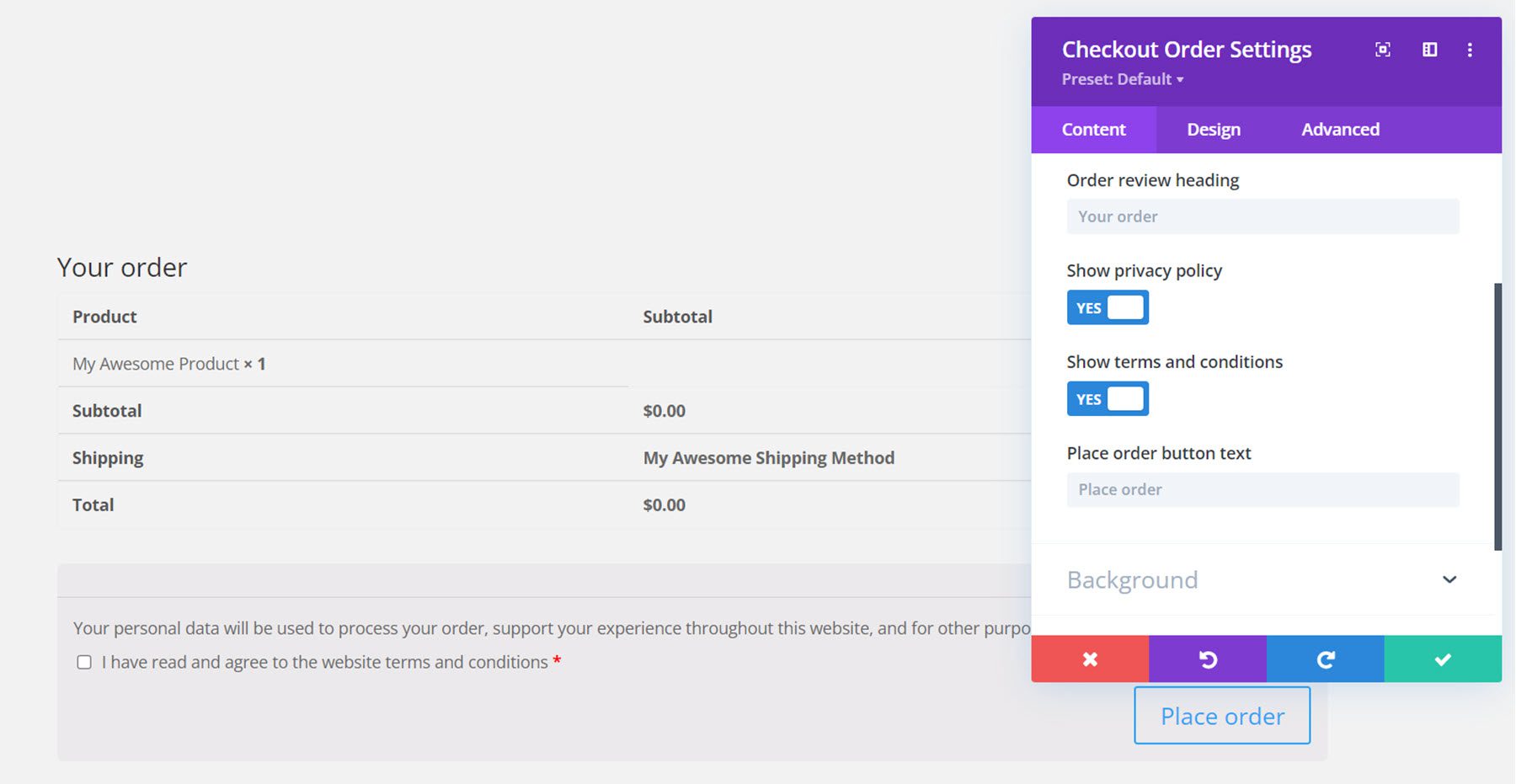 Plugin Divi Evidenzia il contenuto dell'ordine di checkout di Divi Shop Builder