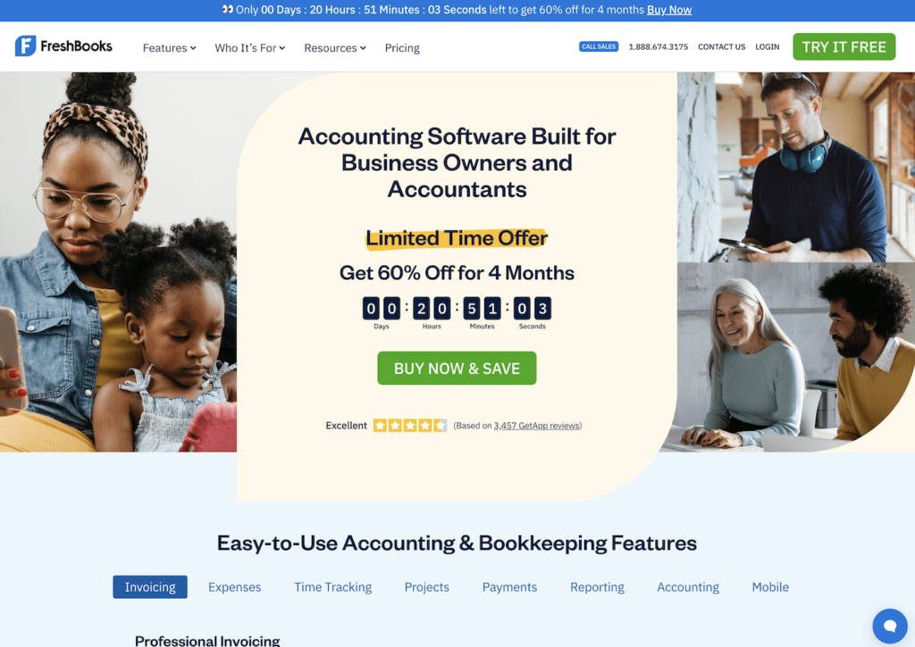 Site-ul Freshbooks